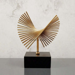 Modern Geometric Gold Metal Sculpture