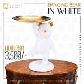 Dancing Bear Statue with Golden Tray