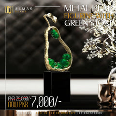 Gold Pear Sculpture with Green Gemstones