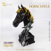 Black Horse Head Statue with Gold Accents
