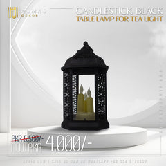 Black Metal Lantern with LED Candles