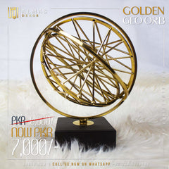 Golden Geo Orb Sculpture