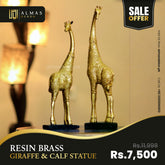 Resin Brass Giraffe & Calf Statue – Grace, Love & Wild Beauty