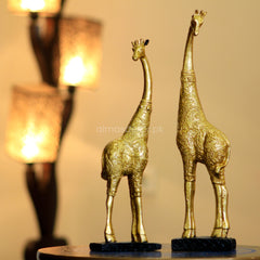 Resin Brass Giraffe & Calf Statue – Grace, Love & Wild Beauty