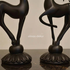 Black Deer Sculpture with Crystal Ball