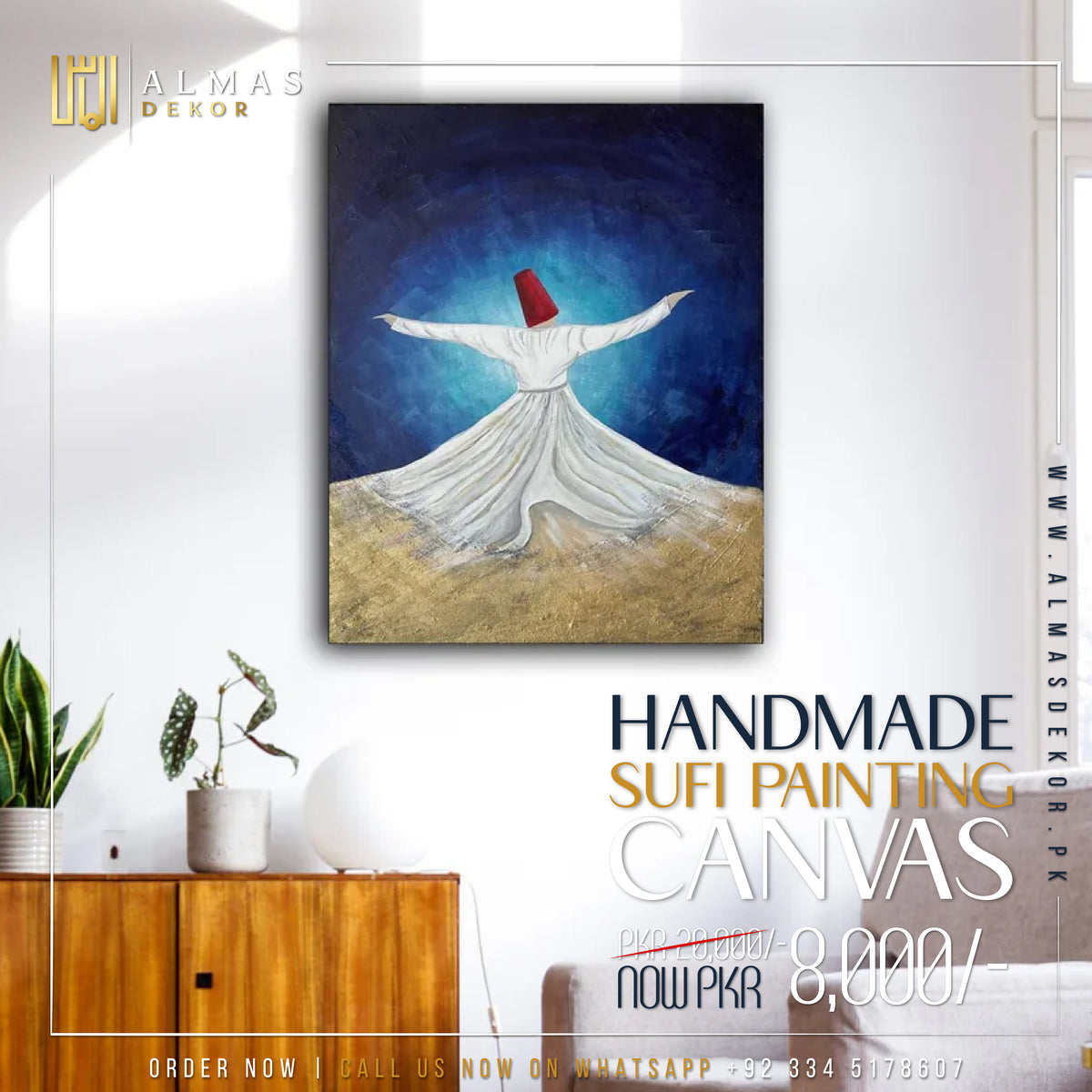 Handmade Sufi painting canvas