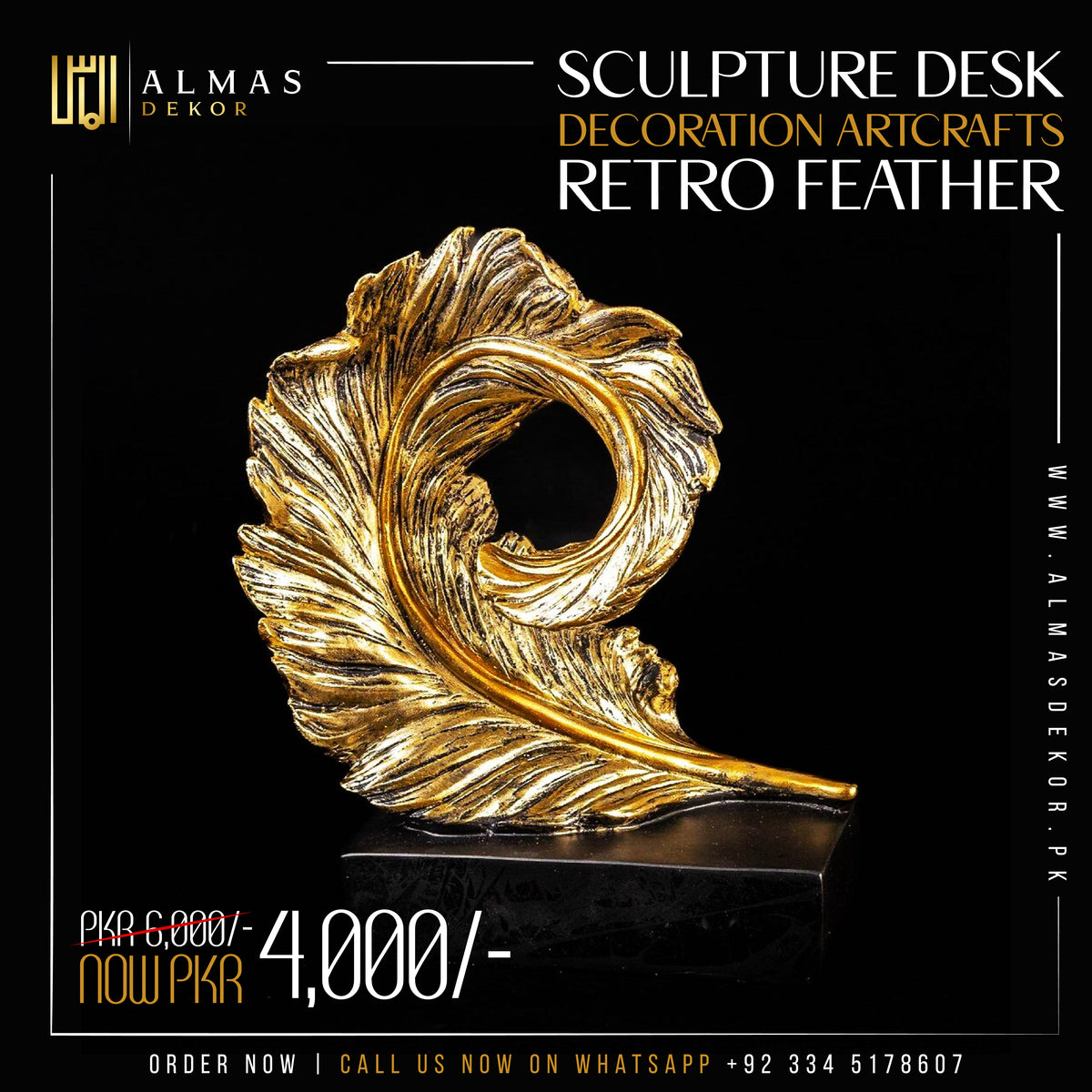 Sculpture Desk Decoration Artcrafts Retro Feather