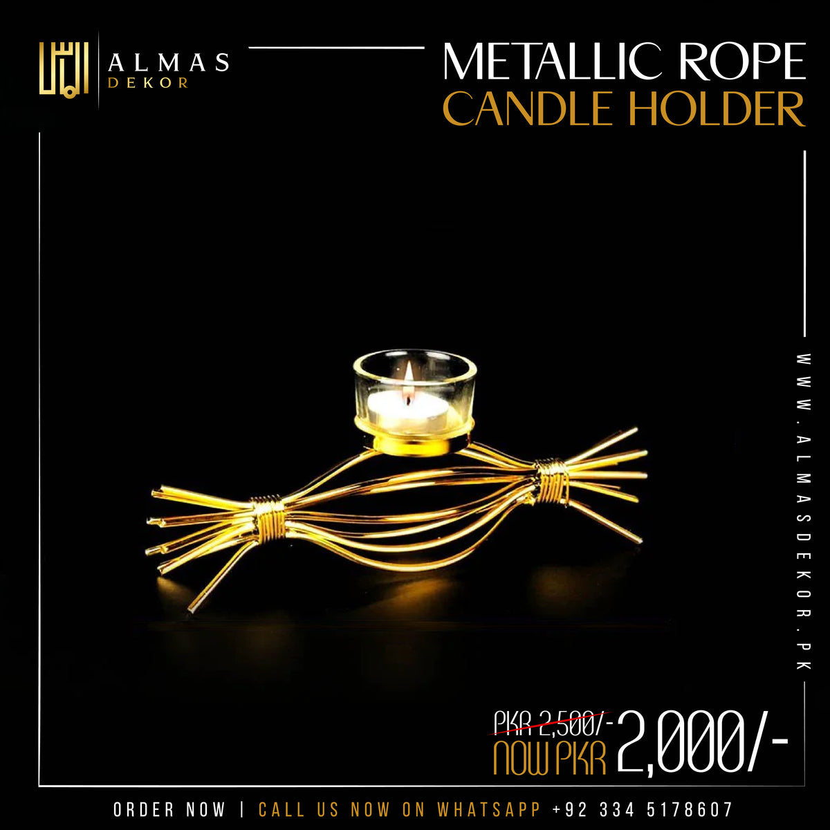 Metallic Rope Candle Holder