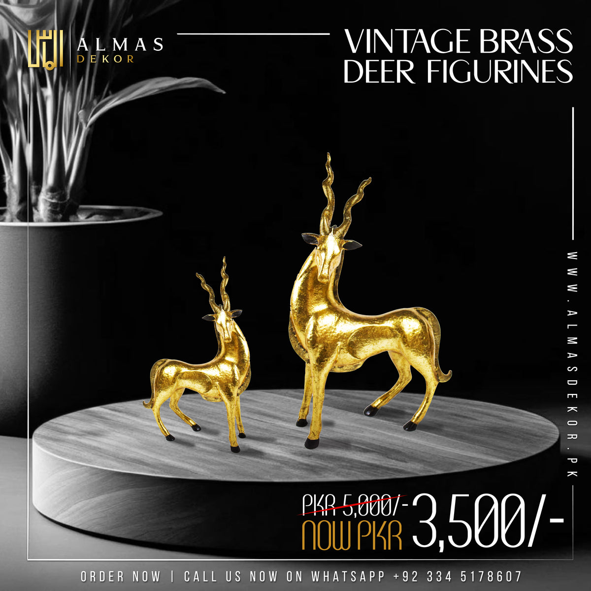 Vintage Brass Deer Figurines