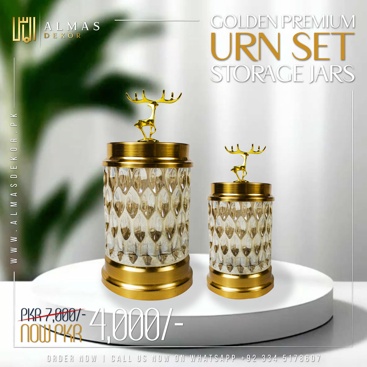 Golden Premium Urn Set | Storage Jars