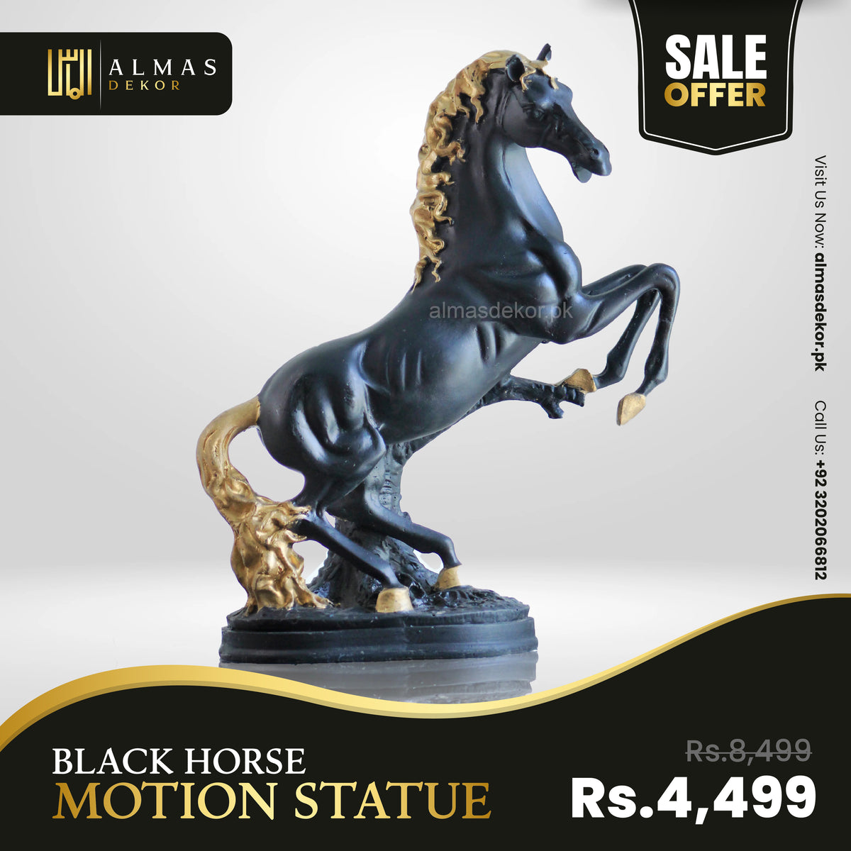 Black Horse Motion Statue – Power in Motion