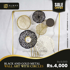 Black and Gold Metal Wall Art with Circles