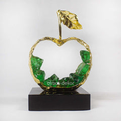 Modern Apple Crystal & Brass Ornament