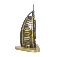 Metal model of Dubai Burj Al-Arab Hotel, iconic luxury tower