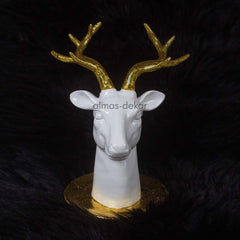 Polyresin White Deer Idol Statue with detailed craftsmanship