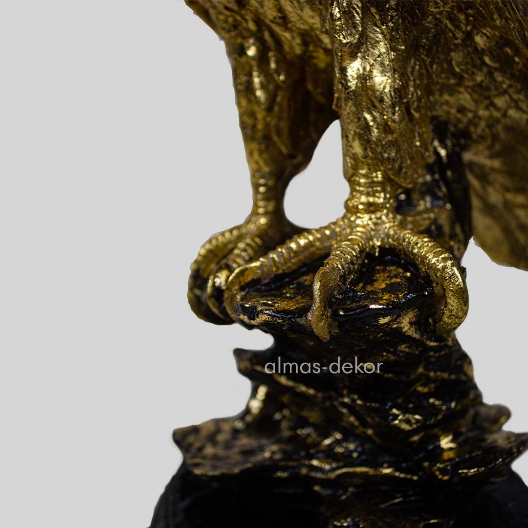 Golden Polymer Eagle sculpture with detailed feathers