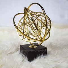 Golden Geo Orb Sculpture with geometric design