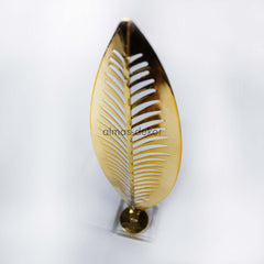 Modern Creative Metal Leaf Sculpture with glass sphere centrepiece