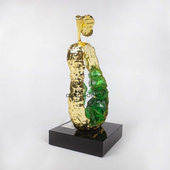 Metal Pear Figurine with Green Stone accent