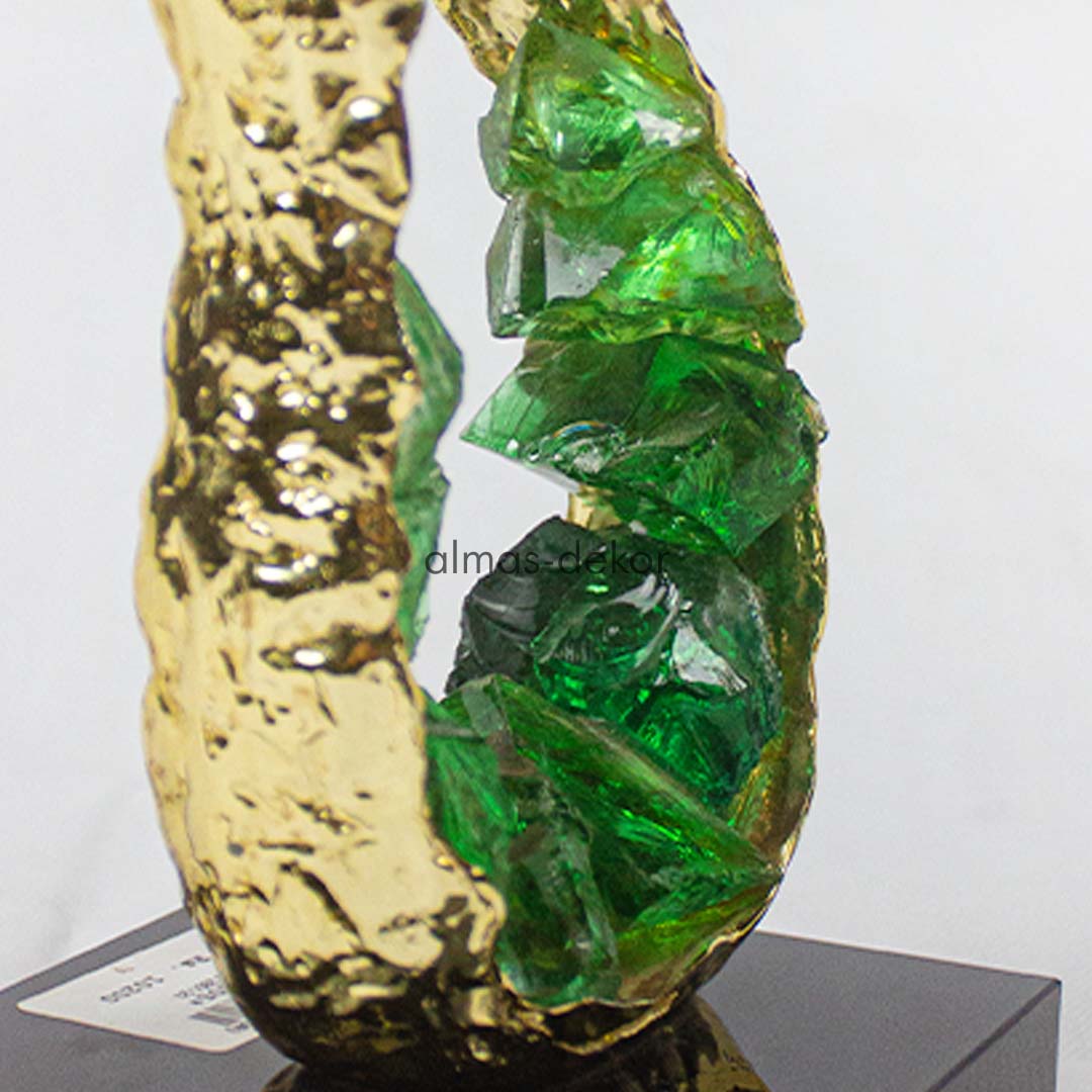 Metal Pear Figurine with Green Stone