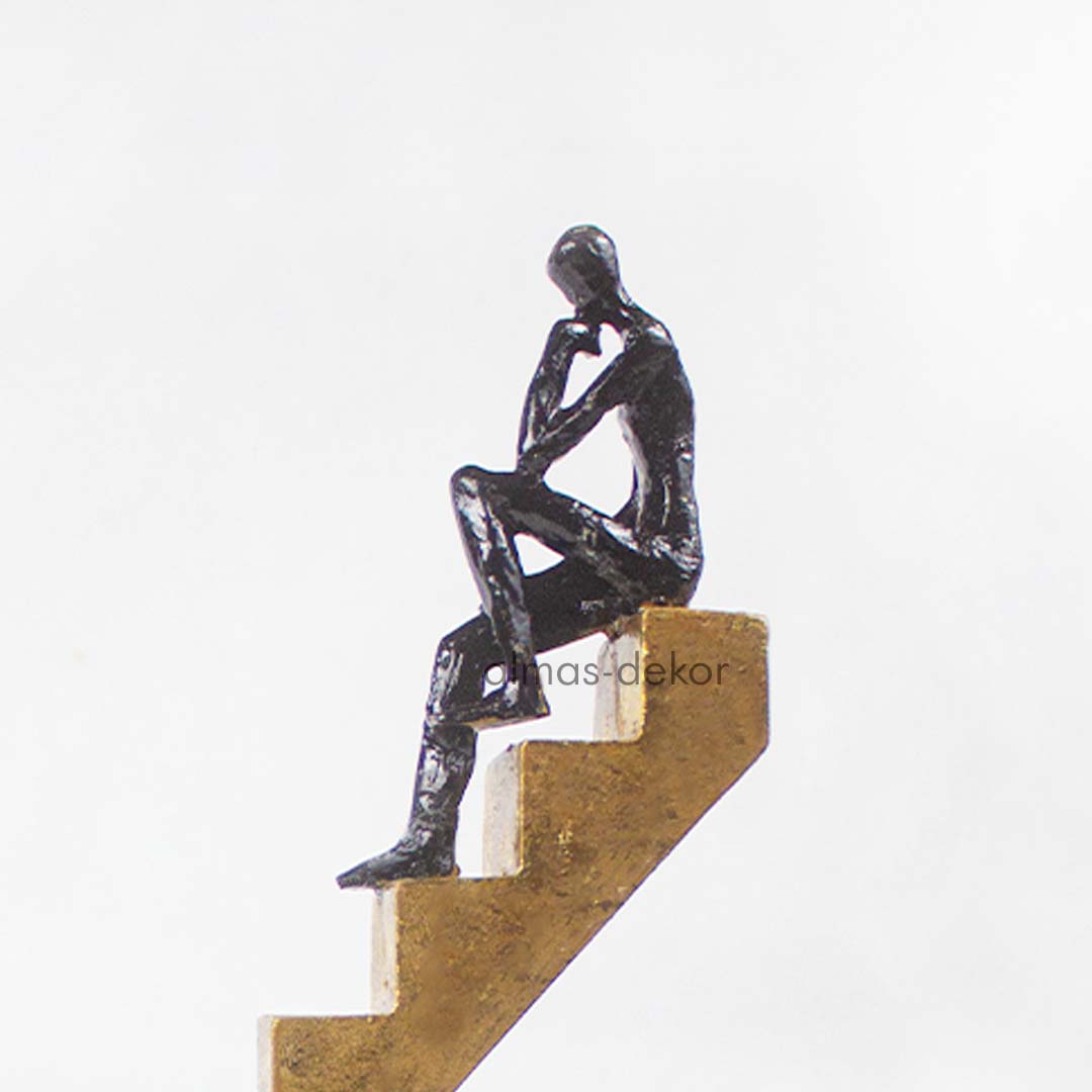 Resin Man Statue Sitting On Stairs