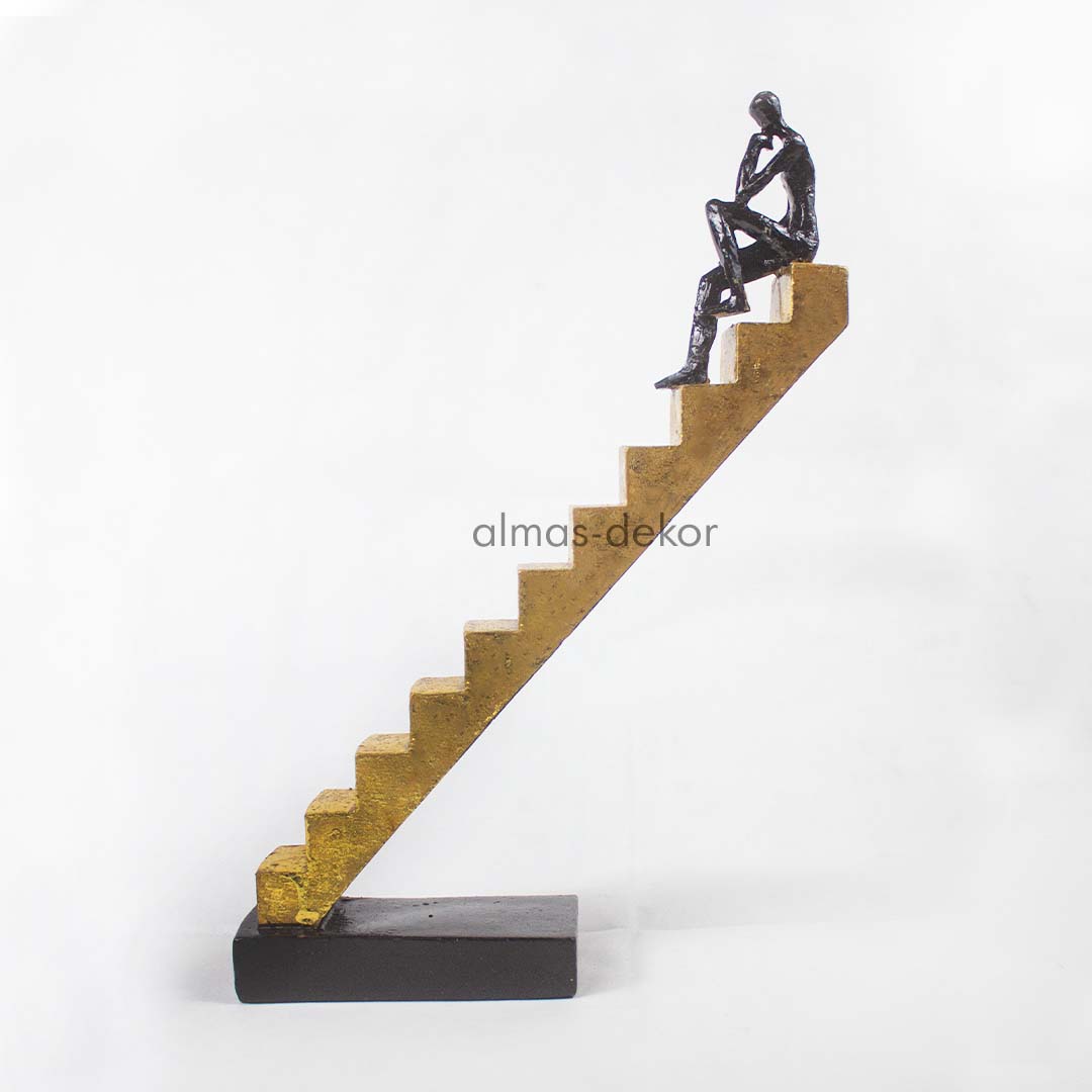 Resin Man Statue Sitting On Stairs